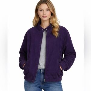Vintage 80s Women's Purple Corduroy Bomber Jacket Union Made